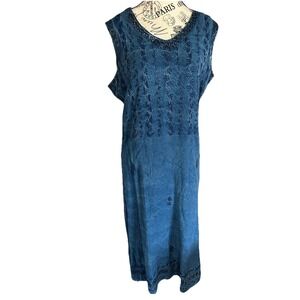 Serengeti Dress Womens‎ Chambray Sleeveless Blue Size PL Jumper Sequins